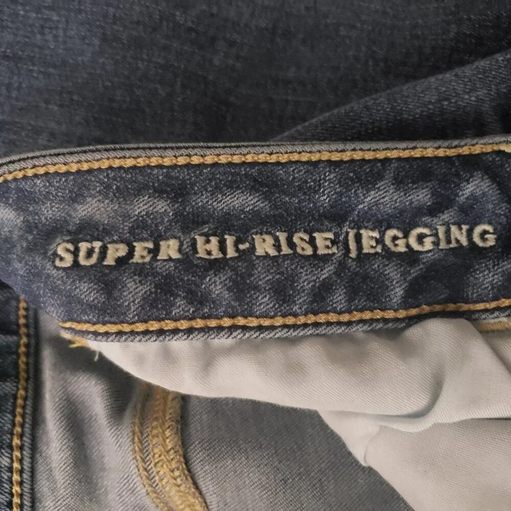 American Eagle Size 10 Long Super High Rise Stretch Jegging Jeans Blue Denim - Picture 7 of 11